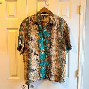 Vintage Express 100% Silk Floral Blouse M